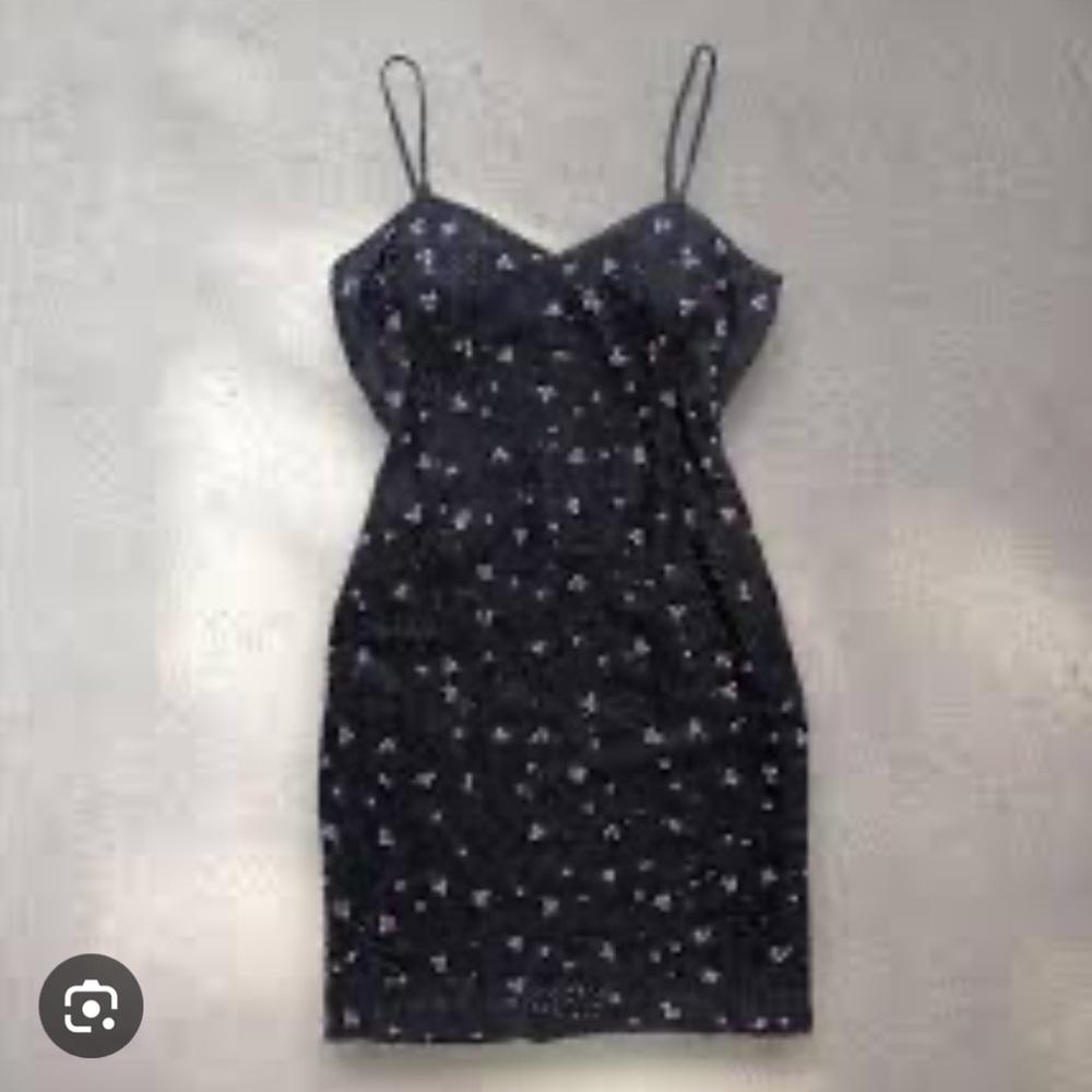 Vintage black floral beaded (100% silk) cocktail semiformal slip dress Paradise - Picture 9 of 16